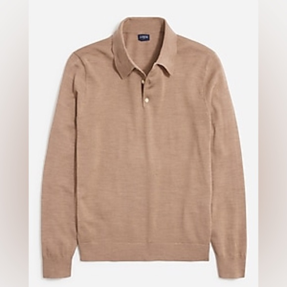 J. Crew Merino wool-blend sweater-polo - Brown - Picture 2 of 9